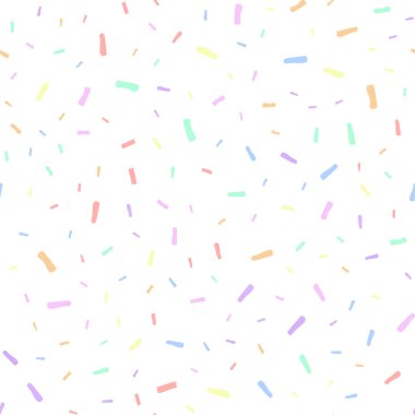 Gökkuşağı konfetisi kusursuz desenli vektör resimleme arkaplanı 