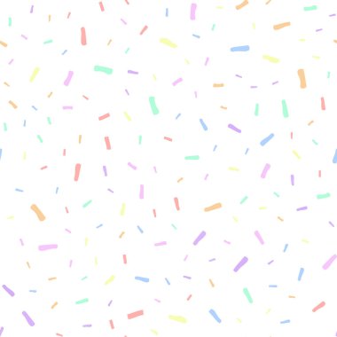 Gökkuşağı konfetisi kusursuz desenli vektör resimleme arkaplanı 