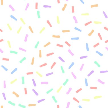 Gökkuşağı konfetisi kusursuz desenli vektör resimleme arkaplanı 