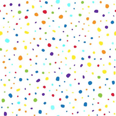 Gökkuşağı konfetisi kusursuz desenli vektör resimleme arkaplanı 