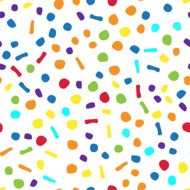 Gökkuşağı konfetisi kusursuz desenli vektör resimleme arkaplanı 