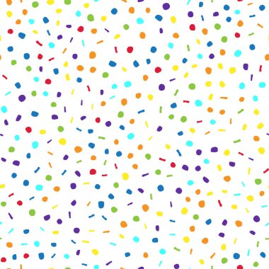 Gökkuşağı konfetisi kusursuz desenli vektör resimleme arkaplanı 