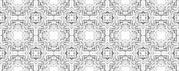 Enkelt Geometriskt Mönster Abstrakt Ikat Doodle Design Sömlös Rand Bläck — Stockfoto