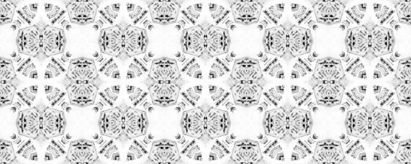 Colore Nero Doodle Pattern Spazzola Ondulata Etnica Semplice Tribale Ikat — Foto Stock