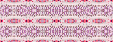 Mor Renkli Geometrik Desen. Kusursuz Dalgalı Fırça. Etnik Geometrik Fırça. Kusursuz suluboya halı desenli pembe renkli geometrik doku. Soyut Stripe Ikat Batik. Su Rengi Bohem Batik.