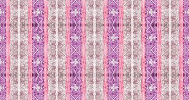 Mor Renkli Geometrik Desen. Soyut suluboya halı deseni gri renk bohem deseni. Soyut Stripe Ikat Batik. Kabile Bohem Fırçası. Kusursuz Dalgalı Batik. Su Rengi Geometrik Batik.
