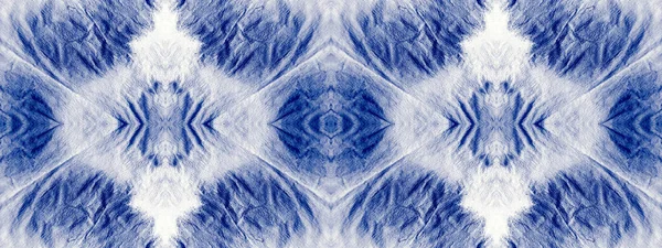 Marca Pano Blue Cotton Tye Dye Blot Boho Geometric Grunge — Fotografia de Stock