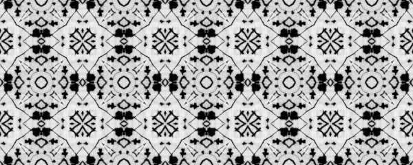 Black Color Geometric Pattern Seamless Ikat Doodle Repeat Gray Colour — Stock Photo, Image