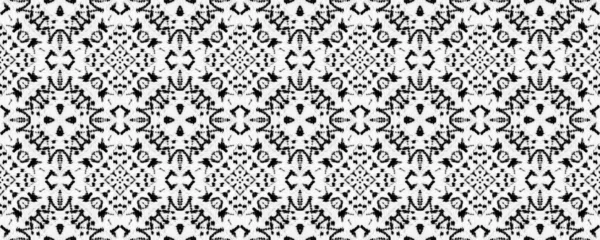 Patrón Bohemio Color Negro Color Gris Ikat Doodle Textile Doodle —  Fotos de Stock