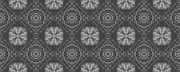 Black Color Geometric Pattern Simple Tribal Ink Batik Seamless Ikat — Stock Photo, Image