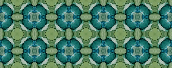 Groene Kleur Geometrisch Patroon Naadloos Tapijt Patroon Kleur Boheemse Textuur — Stockvector