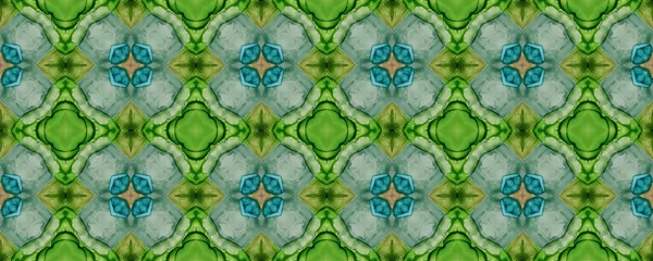 緑の幾何学模様 シームレスカーペットパターン カラーボヘミアンテクスチャベクトルイラスト背景 — ストックベクタ