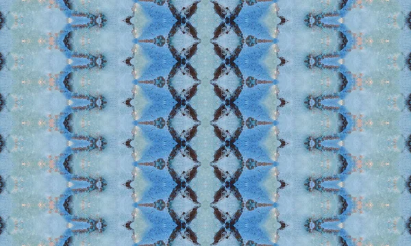 Sky Dyed Print Blue Tribal Zig Zag Havsfärgad Grunge Färgade — Stockfoto