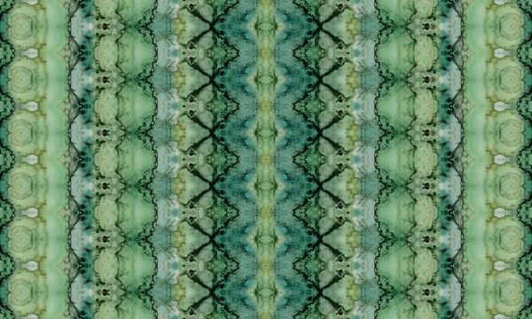 Tintura Verde Inchiostro Verde Bohemien Sunny Geo Zig Zag Luminoso — Foto Stock