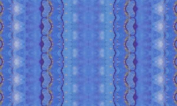 Яркий Племенной Отпечаток Голубая Чешская Краска Голубой Крашеный Текстиль Акварель — стоковое фото