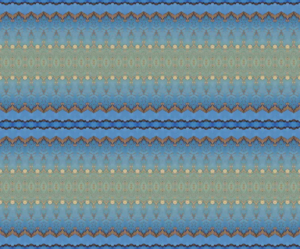 Mavi Kabile Fırçası Yeşil Boyalı Soyut Mavi Geometrik Tekstil Sunny — Stok fotoğraf