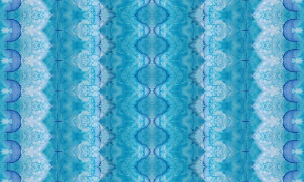 Ocean Bohemian Pattern Pintura Abstrata Azul Tinta Étnica Azul Textura — Fotografia de Stock