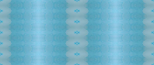 Escova Étnica Zig Zag Tinta Étnica Azul Tinta Têxtil Tingida — Fotografia de Stock