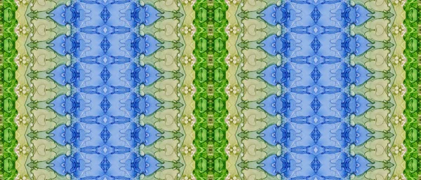 Groene Luxe Borstel Blauwe Boheemse Textiel Roze Textuur Verf Blauwe — Stockfoto