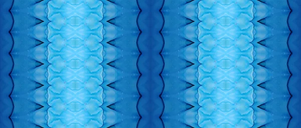 Blaue Tinte Aquarell Ocean Grain Print Vorhanden Grüner Tribal Batik — Stockfoto