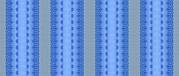 染色油墨巴蒂克 浅墨水彩画 民族摘要笔刷 明亮的民族色彩 蓝色波希米亚图案 染色刷纹理 蓝色抽象画 Zig Zag Batik部落 — 图库照片