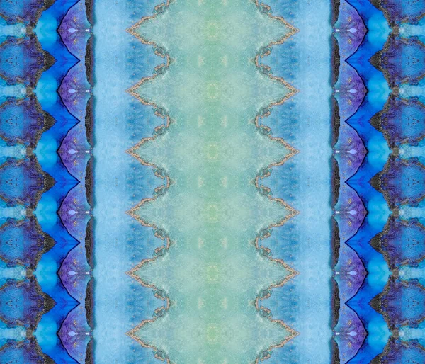 Batik Ethnique Bleu Brosse Grains Brosse Teintée Verte Peinture Abstraite — Photo