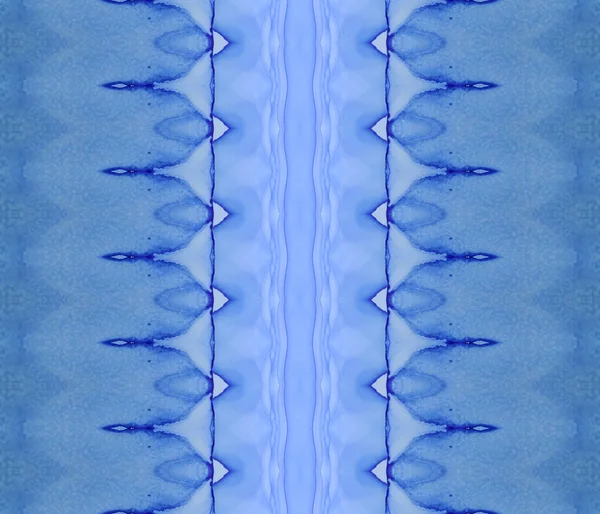 Pintura Tribal Mar Têxtil Étnico Batik Pincel Padrão Azul Corante — Fotografia de Stock