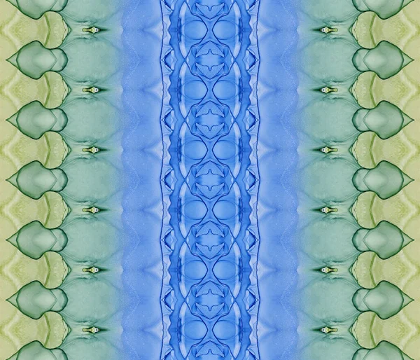 Groene Etnische Kleurstof Zeestamboekdruk Groen Geverfde Textuur Blue Ink Abstract — Stockfoto