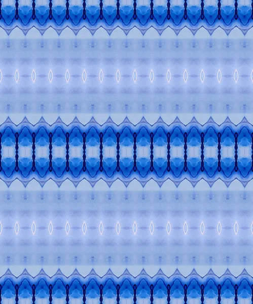 蓝色图案巴蒂克 蓝色的民族墨水 海条纹蓝色波希米亚齐格扎 轻墨文摘 民族图案刷 海洋民族志 部落油墨油漆 部落Tie Dye Paint — 图库照片