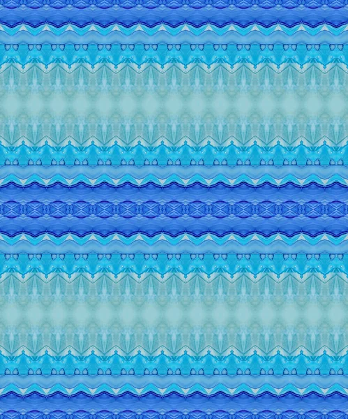 Aquarelle Encre Bleue Teinture Cravate Ethnique Bleue Textile Tribal Bleu — Photo