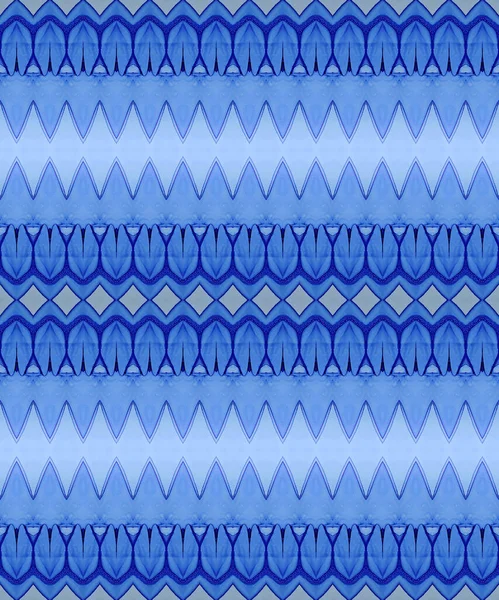 Blue Seamless Print Ethnic Ink Batik Light Stripe Sea Dyed — Stock Photo, Image