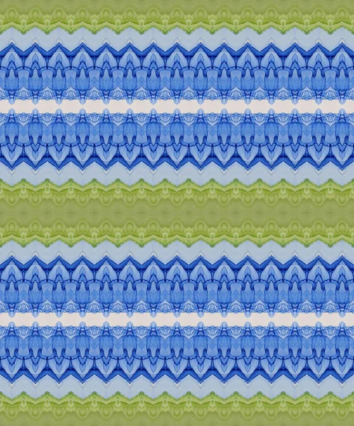 オーシャン インク バティック スカイ部族ブラシ 青緑の穀物印刷物 ブルーパターンペイント 明るい死んだZig Zag 緑のボヘミアンテクスチャ 海の染料バティック緑の染料水彩 — ストック写真