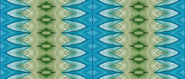 Groene Graanverf Zeeinkt Batik Blauwe Boheemse Textiel Heldere Geverfde Borstel — Stockfoto