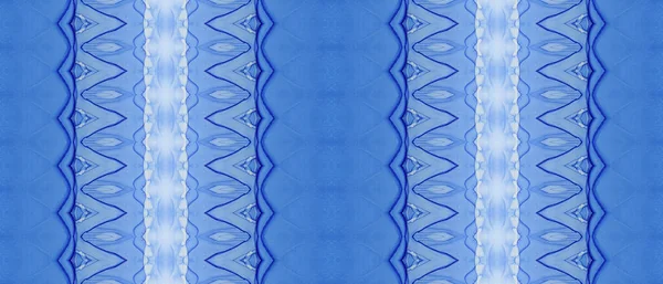 Ethnic Ink Print Blue Bohemian Batik Tribal Abstract Brush Dyed — Stock Photo, Image