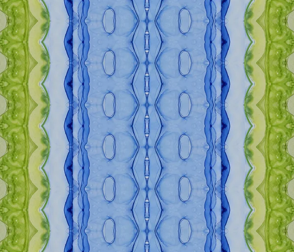 Tinta Azul Aquarela Blue Tribal Stripe Green Blue Grain Print — Fotografia de Stock