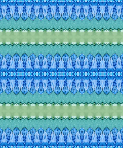 Blue Blue Tribal Paint Green Seamless Batik Green Dyed Batik — Stock Photo, Image