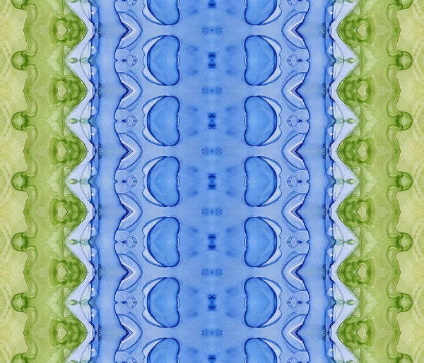 シーインクタイ 緑の穀物ブラシ スカイ バティック ブルー インクの略 青色グラデーションの抽象化 ブルー 海の部族のバティック 緑の抽象画 — ストック写真