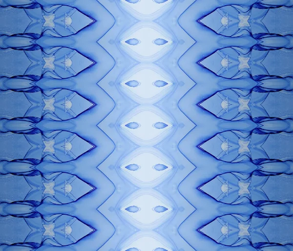 Inchiostro Etnico Blu Spazzola Tribale Luminosa Pittura Etnica Batik Stampa — Foto Stock