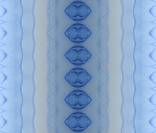 Tribal Print Zig Zag Light Ink Abstract Blue Batik Ink — Stock Photo, Image