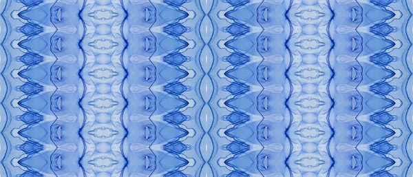 Blue Repita Batik Pincel Tinta Tingido Pintura Tribal Brilhante Padrão — Fotografia de Stock