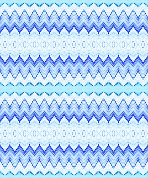 Tribal Zig Zag Print Sky Ethnic Paint Blue Abstract Batik — Stock Photo, Image