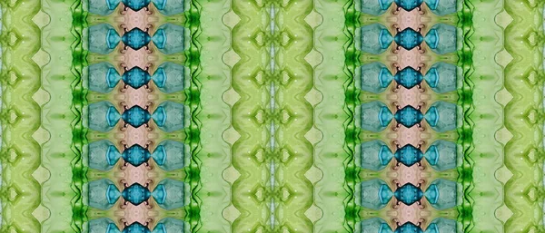 Green Tribal Zig Jalá Impresión Grano Brillante Sea Dye Print — Foto de Stock