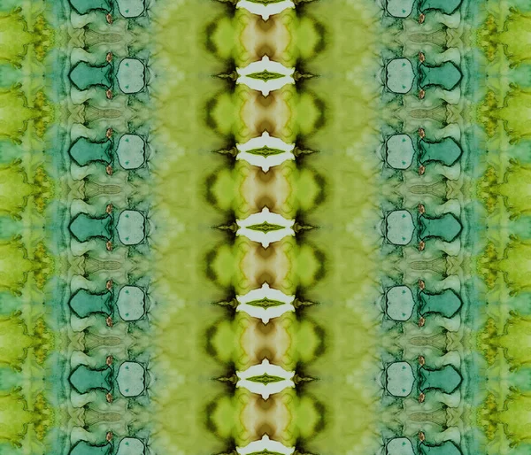 Batik Etnico Verde Inchiostro Acido Batik Mano Rosa Zig Zag — Foto Stock
