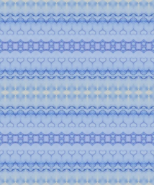 Niebieska Faktura Batik Plemienna Farba Abstrakcyjna Niebiański Odcisk Grunge Paski — Zdjęcie stockowe