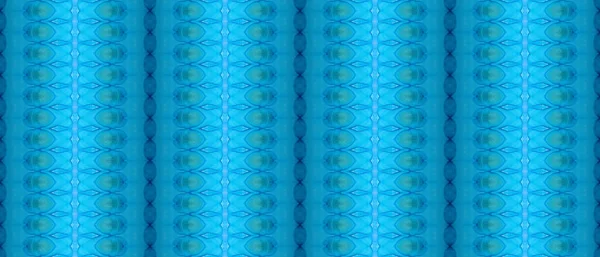 Blue Bohemian Zig Zag Sky Tribal Print Green Blue Dyed — Stock Photo, Image