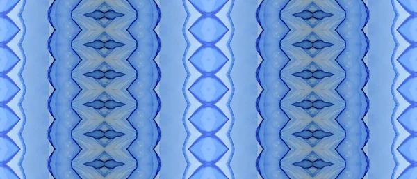 死んだバティックZig Zag ライト デッド ブラシ ブルーのシームレスなペイント ブルー エスニック インク 三部構成 — ストック写真