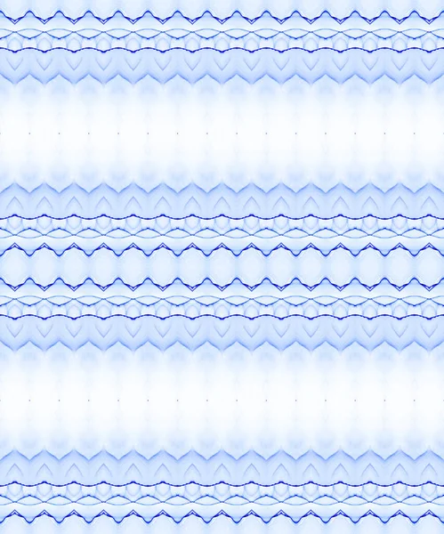 Краска Чернил Bright Zigzag Blue Ethnic Ink Голубая Абстракция Морской — стоковое фото