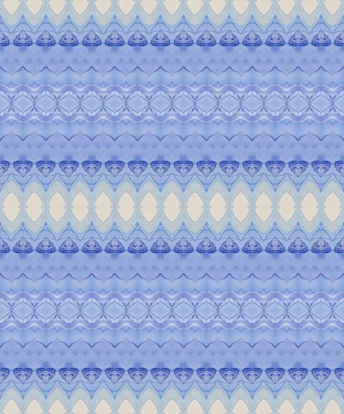 Blue Gradient Textile Etnisk Sicksackborste Färgad Bläckborste Stamtrycksremsa Ocean Grunge — Stockfoto