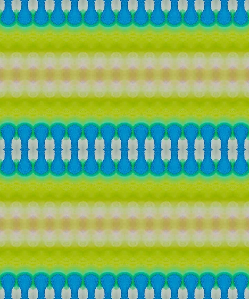 黄色の染料バティック 緑の繰り返し印刷 ブルー グレイン ブラシ ゴールデンインクZigzag ブラウンインクジグザグ ゴールド 緑の染料の水彩画 酸の部族ペイント — ストック写真