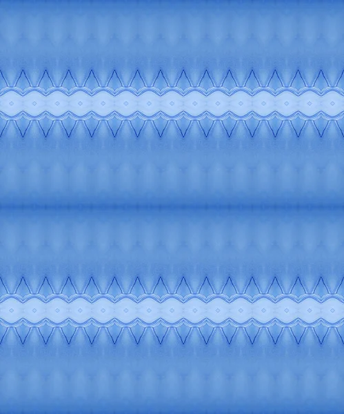 Blauwe Boheemse Zig Zag Etnische Inktborstel Blauwe Etnische Inkt Blauwe — Stockfoto